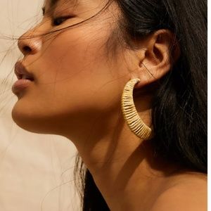 Free People Raquel Straw Rattan Hoop Earrings